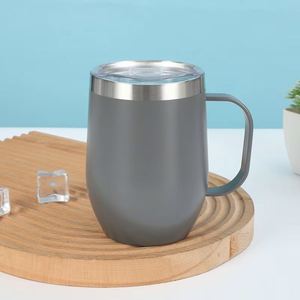 Vaso de Vino de Acero Inoxidable de Doble Pared con Recubrimiento en Polvo, Forma de Huevo, 12 oz, para Leche, Café, Bebidas, con Asa, en Oferta - Product Image 5