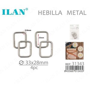 Fibbia in metallo Ilan 33x28mm 4 pezzi per accessori borsa - Product Image 1