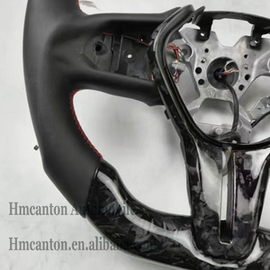 พวงมาลัยรถยนต์อินฟินิตี้ Q50 รุ่นยอดนิยม ผลิตจากหนังเรียบ คาร์บอนไฟเบอร์แบบฟอร์จ พร้อมตะเข็บสีแดง และไฟ LED - Product Image 5