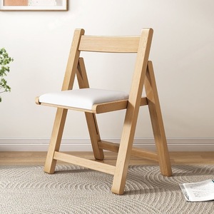 Simple-Style Solid Wood <strong>Folding</strong> <strong>Chair</strong> with Backrest No Assembly Required Home Use Portable Dining <strong>Chair</strong> - Product Image 1