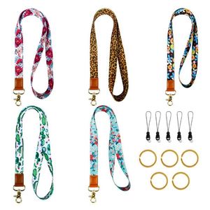 Cactus Peony Flower Floral <b>Polyester</b> Wrist Strap Thickened Leopard Print ID <b>Lanyard</b> Mobile Phone Rope - Product Image 1