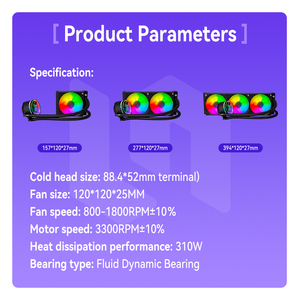 Kép buồng RGB Sync AIO <span class=keywords><strong>CPU</strong></span> Cooler tăng cường hiệu quả nhôm nước làm mát cho trường hợp máy tính - Product Image 2
