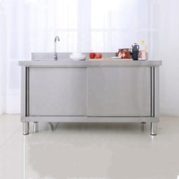304 acier inoxydable cuisine commerciale Table de travail Table en métal poste de travail Restaurant pâte alimentaire banc pétrissage armoire de rangement