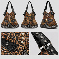 Sac à bandoulière vintage Y2K imprimé léopard pour femme, nouveau sac à main punk perlé 2026, pochette fantaisie pour femme pour le quotidien et les soirées