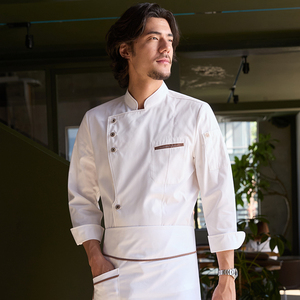 Ropa de trabajo de chef de manga larga de gama alta para Otoño e Invierno para hoteles, restaurantes, uniformes de catering para lona de cantina occidental - Product Image 4
