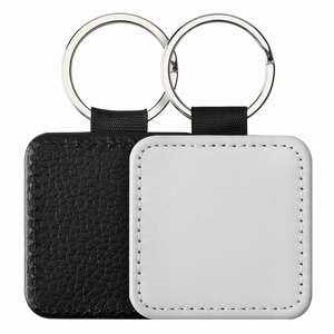 Custom DIY Sublimation Blank Keychain Heat Transfer DIY Double-Size Printed Keychain PU <b>Leather</b> Double Sides Sublimation Keyring - Product Image 5