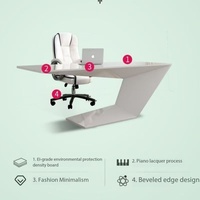 Table de direction blanche pour bureau, mobilier de bureau à domicile, table et chaise de direction, table d'ordinateur incurvée pour PDG