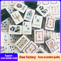 Jeu de tuiles en acrylique Mahjong américain Ginkgo Jaune Doré pour la maison et les soirées