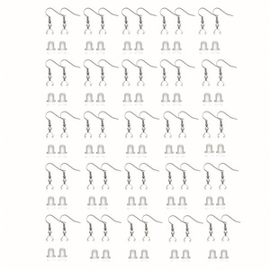 Crochets de boucles d'oreilles en acier inoxydable, 50 pièces, avec bouchons d'oreille transparents, pour la fabrication de bijoux, ensemble d'accessoires unisexes à faire soi-même - Product Image 4