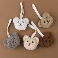 Nouveau cadeau de naissance pour bébé, doudou en sherpa marron beige, ours en peluche, attache-sucette