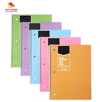 Cahier d'exercices scolaire personnalisé avec reliure spirale, formats A4/A5/A6, papier offset et couverture en carton, logo personnalisé