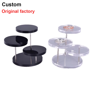 Suportes de Exibição de Produtos em Acrílico, Suportes de Exibição de Joias em <span class=keywords><strong>3</strong></span> Camadas para Anéis, Brincos e Mini Figuras, Transparente, Pacote com <span class=keywords><strong>2</strong></span> - Product Image 1