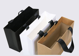 Bolsa de Compras de Papel Kraft de Lujo Biodegradable Personalizada con Asa de Cinta Estilo Cartera y Serigrafía - Product Image 2