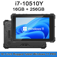 Tablette robuste Win 10 pouces Intel I7-10510Y 16 Go + 256 Go RJ45 RS232 4G Lte Lecteur de codes-barres PC industriel étanche IP68
