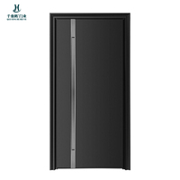 Porte d'entrée sur mesure pour hôtel-villa, moderne et minimaliste, en aluminium moulé, à simple battant, sécurisée, avec sculpture artistique européenne en aluminium