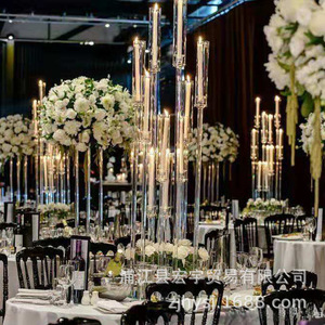 Trang trí thanh lịch pha lê người giữ ngọn nến đứng đám cưới cao nến bàn kính trang trí trung tâm - Product Image 1