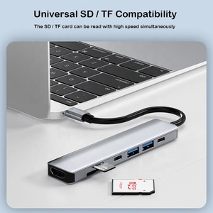 Laser-Graviertes Logo 7-in-1 <span class=keywords><strong>USB</strong></span> 3.0 SD TF <span class=keywords><strong>USB</strong></span>-<span class=keywords><strong>C</strong></span> Laptop Dockingstation PD <span class=keywords><strong>Switcher</strong></span> Hub OTG Splitter Adapter für Macbook Laptop PC - Product Image 6