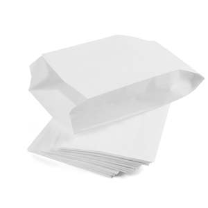 Sacchetto di carta Kraft bianca, monogloss, 19 cm + 12 cm x 40 cm - Product Image 1