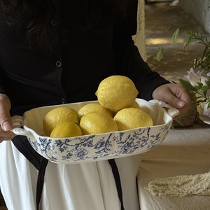 ถาดอบลายนูนสีฟ้าและสีขาวแบบฝรั่งเศสน้ำหนักเบาดูหรูหราถาดเก็บผักและผลไม้ - Product Image 1