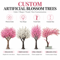 Arbre artificiel de fleurs de pêcher sur mesure, grande taille, fournisseur d'usine de faux arbres fleuris pour la décoration de paysages d'hôtels, centres commerciaux et jardins
