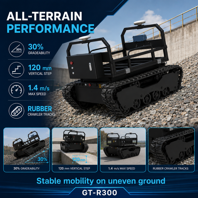 Outdoor All-Terrain Multi-Functional Transport Robot Platform Crawler Transport Vehicle RTK Navigation AGV Mobile Chassis UGV