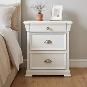 3-Drawer Wood Cabinet with Handles, Versatile Accent <b>Side</b> <b>Table</b> for Home Office, Living Room & Apartment <b>Storage</b> (White/Black) - Product Image 5