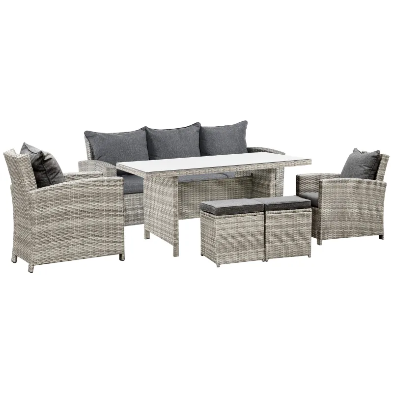 Rattan Terrassensofa-Set Außenbereich Gartenmöbel Weide Gartensofa Esstisch exklusive Qualität Rattan-Möbel