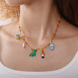 Cartoon Heart-Shaped <b>Miniature</b> Cup Pendant Copper Oil-Dripping DIY Jewelry For Necklace Making - Product Image 4