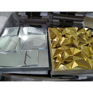 Diamante Metallic Silver Gold PVC 3D Pannello di Parete per il progetto di decorazione