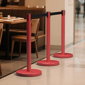 KAIYOMI Poteaux de délimitation et barrières de contrôle des foules pour événements, hôtels, <span class=keywords><strong>a</strong></span>éroports et expositions, avec système de filetage rouge pour piétons - Product Image 3