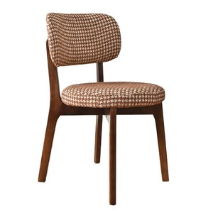 Chaise de salle à manger rembourrée en tissu coton et lin, structure en bois massif, pour usage domestique, style adulte - Product Image 5