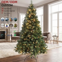 Arbre de Noël artificiel pré-éclairé de 1,2 m à 3 m avec lumières LED, aiguilles de pin réutilisables et détachables, vente en gros
