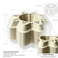 Pièce cylindrique en nid d'abeille imprimée en 3D, composant structurel léger pour le prototypage et les tests industriels