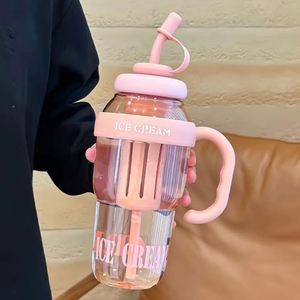 Large 1400ML <b>Plastic</b> Water Bottle with Leakproof <b>Straw</b> Cute Portable Children's <b>Drink</b> Cup for Summer Sports - Product Image 2