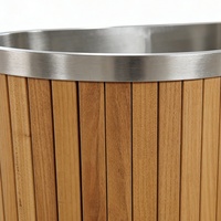 Baignoire de glace en bois au design moderne en acier inoxydable 304, en bois de pruche, avec drain pour bain froid, pour usage extérieur, capacité 50-59 gallons, logo personnalisé accepté
