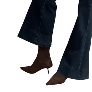 Botines de tacón medio fino de gamuza estilo coreano 2026 para mujer, con punta fina y aumento de altura, estilo cowboy - Product Image 5