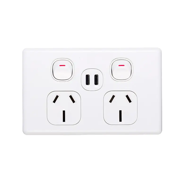 SAA-interruptor doble de toma de corriente, enchufe doble USB, punto de alimentación, Cargador rápido, GPO DUAL, USB tipo C 4.2A, precio de fábrica