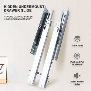 3 phần mở rộng đầy đủ <span class=keywords><strong>undermount</strong></span> mềm đóng giấu đệm ẩn Tủ Ngăn Kéo đường ray trượt dưới gắn kết với xử lý - Product Image 2