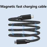 Câble USB Type C PD à charge super rapide magnétique PD100W, courant élevé 5A, avec gaine en nylon tressé pour appareil photo et ordinateur