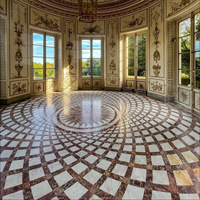 Carreaux de marbre modernes personnalisés en porcelaine émaillée, mosaïque de carreaux de marbre découpés au jet d'eau pour revêtements de sol intérieurs