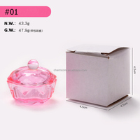 Gobelet en verre cristal rose avec couvercle, support pour poudre acrylique liquide, récipient, outils de manucure, équipement d'art des ongles