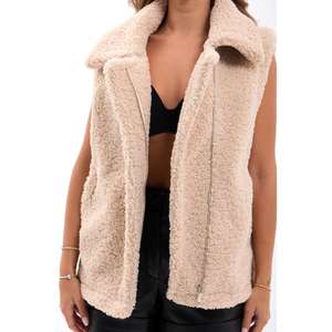 Chaleco Teddy Beige para Mujer, Prenda Exterior 100% Poliéster, Estilo Abrigo Cálido de Piel Sintética - Product Image 4