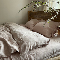 Housse de couette en lin biologique français de luxe sur mesure, taille Queen ou King, avec liens, taie d'oreiller, ensemble de literie en lin pur