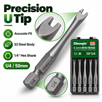 Prêt à expédier : Lot de 5 embouts de tournevis en acier S2 de 50 mm, double extrémité en U, avec tige hexagonale de 1/4 pouce, magnétiques, pour clé à molette