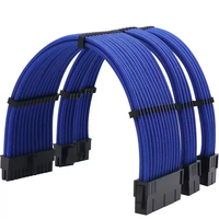 Kabel Power Supply 18AWG 30CM Kit Male to Female ATX 24Pin CPU 8P GPU Dual 8Pin Kabel Berlapis Kain PSU Kabel Ekstensi Produk Stok