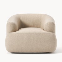 Fauteuil de salon au design moderne en tissu bouclé blanc / Fauteuil d'appoint Teddy / Fauteuil de canapé écologique