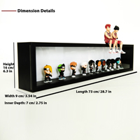 Vitrine en bois avec éclairage LED, profondeur 7 cm, cadre en verre coulissant pour figurines de collection, jouets, boîtes mystères