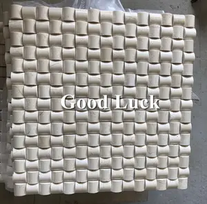 米色石材3D设计马赛克瓷砖，用于墙壁和壁炉周围室内装饰