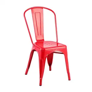 Minghao เก้าอี้รับประทานอาหารสไตล์อุตสาหกรรมวินเทจ,เก้าอี้รับประทานอาหารโลหะวางซ้อนกันได้สำหรับร้านอาหารบาร์โรงงาน