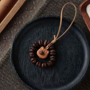 Colgantes de animales de madera de durazno hechos a mano, ecológicos, con diseño de grano de café natural, accesorio DIY para llavero, pulsera y collar trenzado - Product Image 6